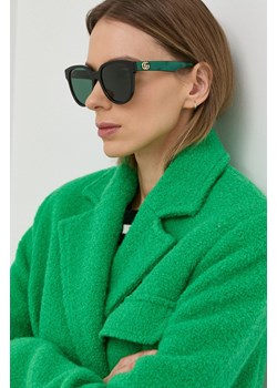 Gucci okulary przeciwsłoneczne damskie kolor zielony ze sklepu ANSWEAR.com w kategorii Okulary przeciwsłoneczne damskie - zdjęcie 151053336