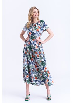 Maxi sukienka w tropikalne kwiaty ze sklepu Greenpoint.pl w kategorii Sukienki - zdjęcie 151056385