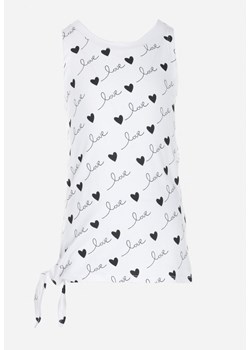 Biały Top z Ozdobnym Wiązaniem i Napisami Blyss ze sklepu Born2be Odzież w kategorii Bluzki dziewczęce - zdjęcie 151079808