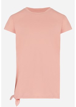 Różowa Koszulka z Krótkim Rękawem i Ozdobnym Wiązaniem Pryncess ze sklepu Born2be Odzież w kategorii Bluzki dziewczęce - zdjęcie 151079809