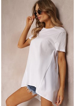 Biała Bawełniana Bluzka z Krótkim Rękawem i Przedłużonym Dołem Zakaria ze sklepu Renee odzież w kategorii Bluzki damskie - zdjęcie 151081046