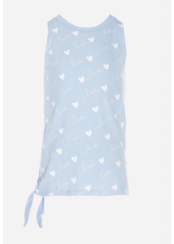 Niebieski Top z Ozdobnym Wiązaniem i Napisami Blyss ze sklepu Born2be Odzież w kategorii Bluzki dziewczęce - zdjęcie 151093255