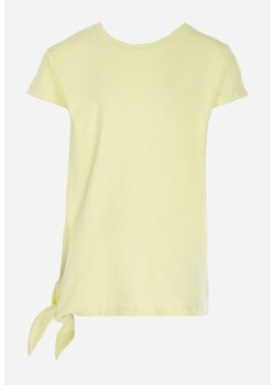 Żółta Koszulka z Krótkim Rękawem i Ozdobnym Wiązaniem Pryncess ze sklepu Born2be Odzież w kategorii Bluzki dziewczęce - zdjęcie 151093256