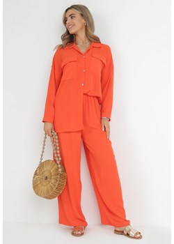 Pomarańczowy 2-częściowy Komplet Oversize z Koszulą i Szerokimi Spodniami Tialla ze sklepu Born2be Odzież w kategorii Komplety i garnitury damskie - zdjęcie 151103756