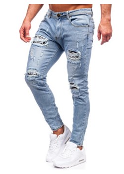 Granatowe spodnie jeansowe męskie skinny fit Denley E7721B ze sklepu Denley w kategorii Jeansy męskie - zdjęcie 151107457