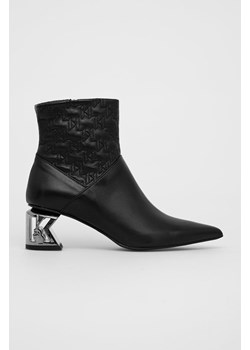 Karl Lagerfeld Botki skórzane KL30661.Black.Lthr damskie kolor czarny na słupku ze sklepu ANSWEAR.com w kategorii Botki - zdjęcie 151118937