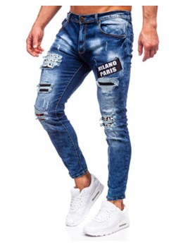 Granatowe spodnie jeansowe męskie skinny fit Denley E7790B ze sklepu Denley w kategorii Jeansy męskie - zdjęcie 151144916