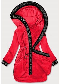 Cienka kurtka damska z ozdobną lamówką czerwona (B8141-4) ze sklepu goodlookin.pl w kategorii Kurtki damskie - zdjęcie 151335655