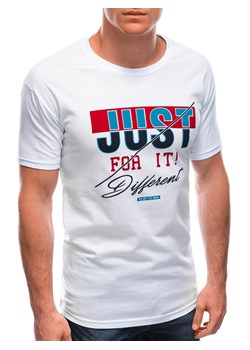 T-shirt męski z nadrukiem 1766S - biały ze sklepu Edoti w kategorii T-shirty męskie - zdjęcie 151337985
