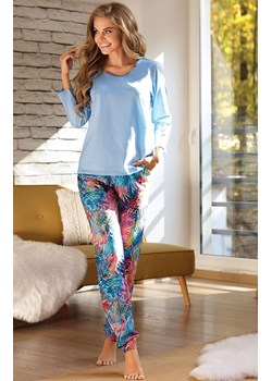Bawełniana niebieska piżama Alexia z długimi rękawami i nogawkami, Kolor niebieski-wzór, Rozmiar S, Wies-MANN ze sklepu Intymna w kategorii Piżamy damskie - zdjęcie 151806007