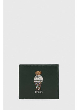 Polo Ralph Lauren portfel skórzany męski kolor zielony ze sklepu ANSWEAR.com w kategorii Portfele męskie - zdjęcie 151809395