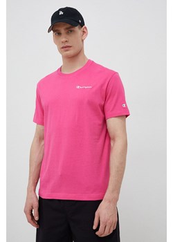 Champion t-shirt bawełniany kolor różowy gładki ze sklepu ANSWEAR.com w kategorii T-shirty męskie - zdjęcie 151809725