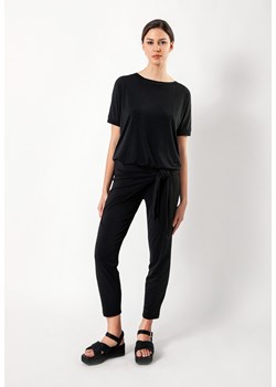 Czarne spodnie z jerseyu z wiązaniem ze sklepu Molton w kategorii Spodnie damskie - zdjęcie 151929537