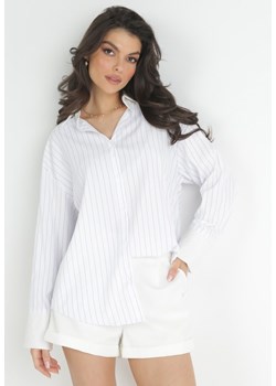 Biała Koszula w Paski z Kołnierzem i Guzikami Paolia ze sklepu Born2be Odzież w kategorii Koszule damskie - zdjęcie 151931895