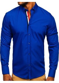 Koszula męska elegancka z długim rękawem kobaltowa Bolf 3713 ze sklepu Denley w kategorii Koszule męskie - zdjęcie 152031879