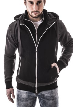 Męska bluza/kurtka z kapturem 6687 - czarna ze sklepu Risardi w kategorii Bluzy męskie - zdjęcie 152202658