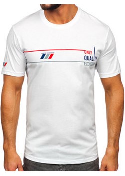 Biały bawełniany t-shirt męski z nadrukiem Bolf 14772 ze sklepu Denley w kategorii T-shirty męskie - zdjęcie 152209507