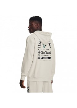 Męska bluza dresowa rozpinana z kapturem Under Armour Project Rock HW Terry FZ Fam - kremowa ze sklepu Sportstylestory.com w kategorii Bluzy męskie - zdjęcie 152213426