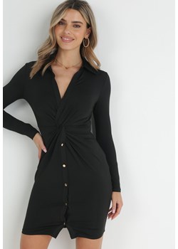 Czarna Koszulowa Sukienka z Węzłem Zilisa ze sklepu Born2be Odzież w kategorii Sukienki - zdjęcie 152282096
