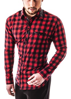 Koszula męska długi rękaw rl43 - czerwona ze sklepu Risardi w kategorii Koszule męskie - zdjęcie 152282789