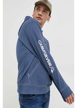 Quiksilver bluza bawełniana męska kolor czarny z kapturem wzorzysta ze sklepu ANSWEAR.com w kategorii Bluzy męskie - zdjęcie 152286386