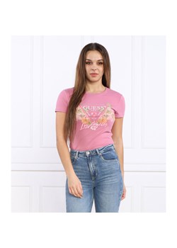 GUESS JEANS T-shirt TRIANGLE FLOWERS | Regular Fit ze sklepu Gomez Fashion Store w kategorii Bluzki damskie - zdjęcie 152311299