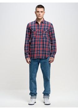 Koszula męska z linii Authentic w kratę czerwona Kilarsi 603 ze sklepu Big Star w kategorii Koszule męskie - zdjęcie 152369729