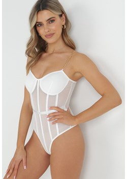 Białe Body z Ramiączkami z Łańcuszka Melixis ze sklepu Born2be Odzież w kategorii Bluzki damskie - zdjęcie 152374596