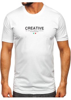 Biały bawełniany t-shirt męski z nadrukiem Bolf 14759 ze sklepu Denley w kategorii T-shirty męskie - zdjęcie 152391645