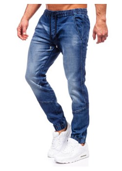 Granatowe spodnie jeansowe joggery męskie Denley MP0118BS ze sklepu Denley w kategorii Jeansy męskie - zdjęcie 152391658