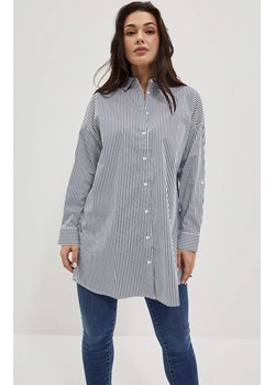 Koszula damska o luźnym kroju w paski 4016, Kolor biało-granatowy, Rozmiar XS, Moodo ze sklepu Primodo w kategorii Koszule damskie - zdjęcie 152414539