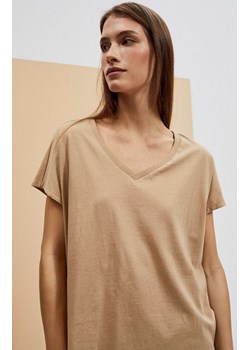 Bawełniany t-shirt w kolorze beżowym 4048, Kolor beżowy, Rozmiar M, Moodo ze sklepu Primodo w kategorii Bluzki damskie - zdjęcie 152414578