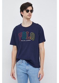 Polo Ralph Lauren t-shirt bawełniany kolor granatowy z aplikacją ze sklepu ANSWEAR.com w kategorii T-shirty męskie - zdjęcie 152465386