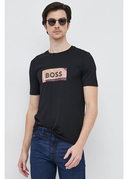 BOSS t-shirt bawełniany kolor czarny z nadrukiem ze sklepu ANSWEAR.com w kategorii T-shirty męskie - zdjęcie 152465396