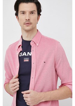 Tommy Hilfiger koszula bawełniana męska kolor czerwony slim z kołnierzykiem button-down ze sklepu ANSWEAR.com w kategorii Koszule męskie - zdjęcie 152496586
