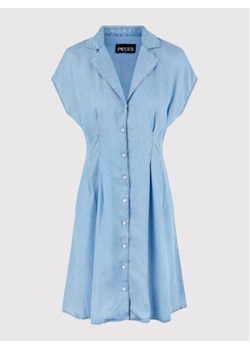 Pieces Sukienka jeansowa Kari 17124034 Niebieski Regular Fit ze sklepu MODIVO w kategorii Sukienki - zdjęcie 152507385