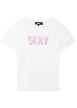 DKNY T-Shirt D35S85 S Biały Regular Fit ze sklepu MODIVO w kategorii Bluzki dziewczęce - zdjęcie 152541929