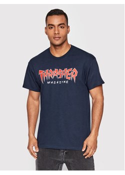 Thrasher T-Shirt Jagged Logo Granatowy Regular Fit ze sklepu MODIVO w kategorii T-shirty męskie - zdjęcie 152554539