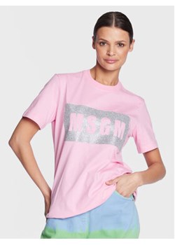 MSGM T-Shirt 3441MDM520G 237002 Różowy Regular Fit ze sklepu MODIVO w kategorii Bluzki damskie - zdjęcie 152559455