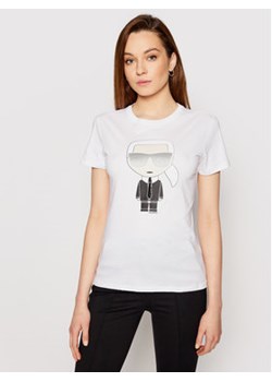 KARL LAGERFELD T-Shirt Ikonik Karl 210W1721 Biały Regular Fit ze sklepu MODIVO w kategorii Bluzki damskie - zdjęcie 152610047