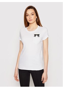 KARL LAGERFELD T-Shirt Ikonik Karl Pocket 210W1720 Biały Regular Fit ze sklepu MODIVO w kategorii Bluzki damskie - zdjęcie 152615665