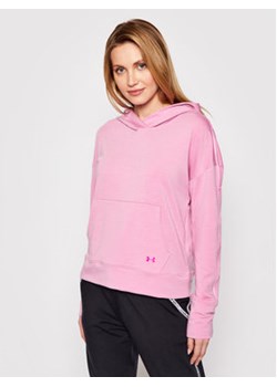 Under Armour Bluza Rival Terry Taped Różowy Loose Fit ze sklepu MODIVO w kategorii Bluzy damskie - zdjęcie 152616027