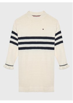 Tommy Hilfiger Sukienka dzianinowa KG0KG06883 M Écru Regular Fit ze sklepu MODIVO w kategorii Sukienki dziewczęce - zdjęcie 152622688