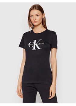 Calvin Klein Jeans T-Shirt Core Monogram Logo J20J207878 Czarny Regular Fit ze sklepu MODIVO w kategorii Bluzki damskie - zdjęcie 152630826