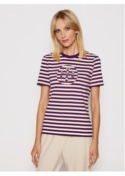 Tory Burch T-Shirt Striped Logo 63871 Fioletowy Regular Fit ze sklepu MODIVO w kategorii Bluzki damskie - zdjęcie 152631847