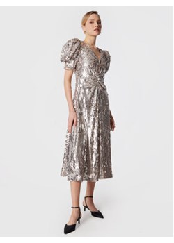 ROTATE Sukienka koktajlowa Sequin Maxi RT2255 Srebrny Regular Fit ze sklepu MODIVO w kategorii Sukienki - zdjęcie 152632427