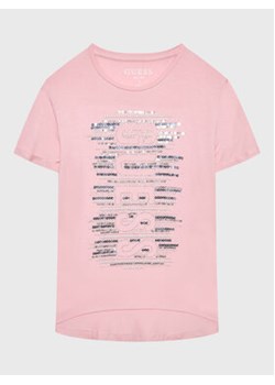 Guess T-Shirt J3RI15 KAPO0 Różowy Regular Fit ze sklepu MODIVO w kategorii Bluzki dziewczęce - zdjęcie 152641916
