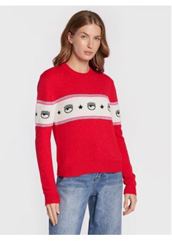 Chiara Ferragni Sweter 73CBFM24 Czerwony Regular Fit ze sklepu MODIVO w kategorii Swetry damskie - zdjęcie 152642978
