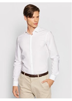 Calvin Klein Koszula 2ply Poplin Stretch Slim Shirt K10K103025 Biały Slim Fit ze sklepu MODIVO w kategorii Koszule męskie - zdjęcie 152666108