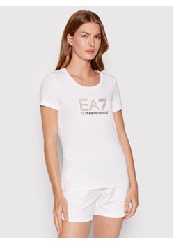 EA7 Emporio Armani T-Shirt 3LTT23 TJDQZ 1100 Biały Regular Fit ze sklepu MODIVO w kategorii Bluzki damskie - zdjęcie 152669748